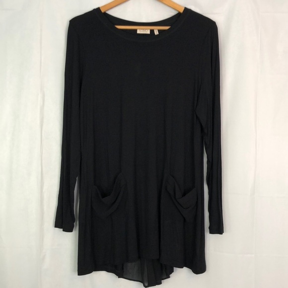 LOGO by Lori Goldstein Tops - LOGO Lori Goldstein Liquid Knit Black Tunic Top   Size L
